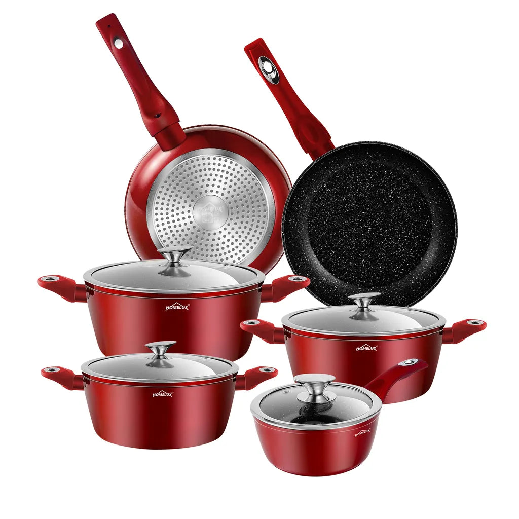 Topf Set 10-Teilig Induktionsgeeignet Aluminiumguss Kochtopfset mit Gl – Babylon Markt