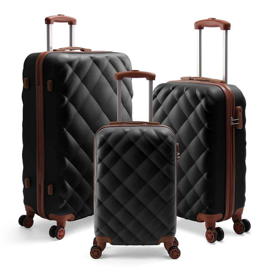 Reisekoffer Set 3-Teilig Hartschale Reisekoffer ABS Set - M-L-XL in Schwarz