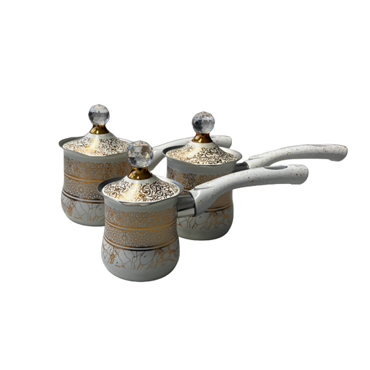 Kaffekannen Set 3-Teilig Edelstahl gold/weiß